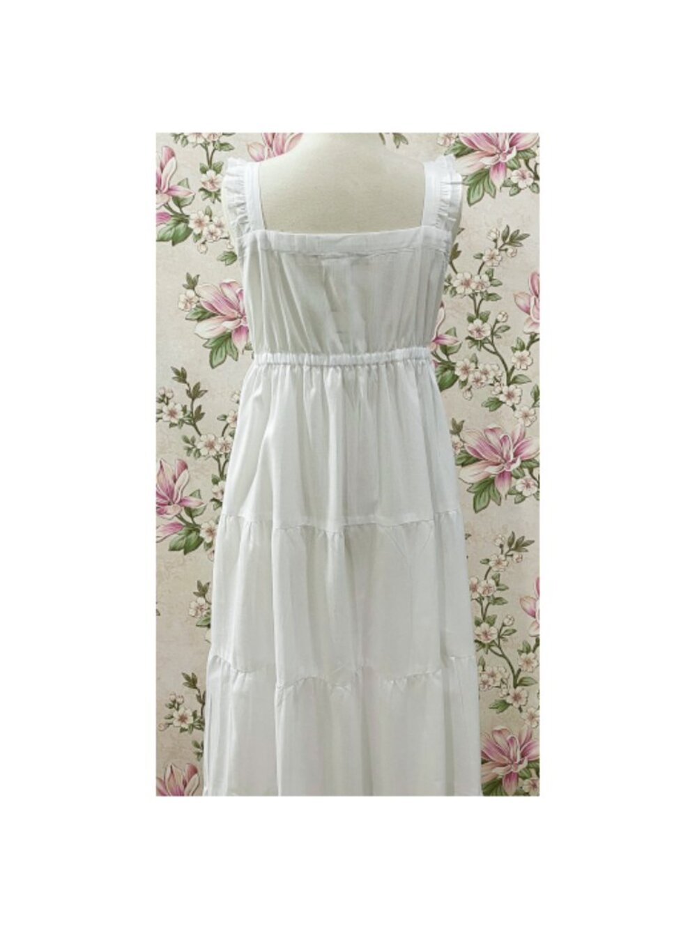 SoieRose White 100% Cotton Prairie Tiered Maxi Dress - SR-1313 - Picture 6 of 7